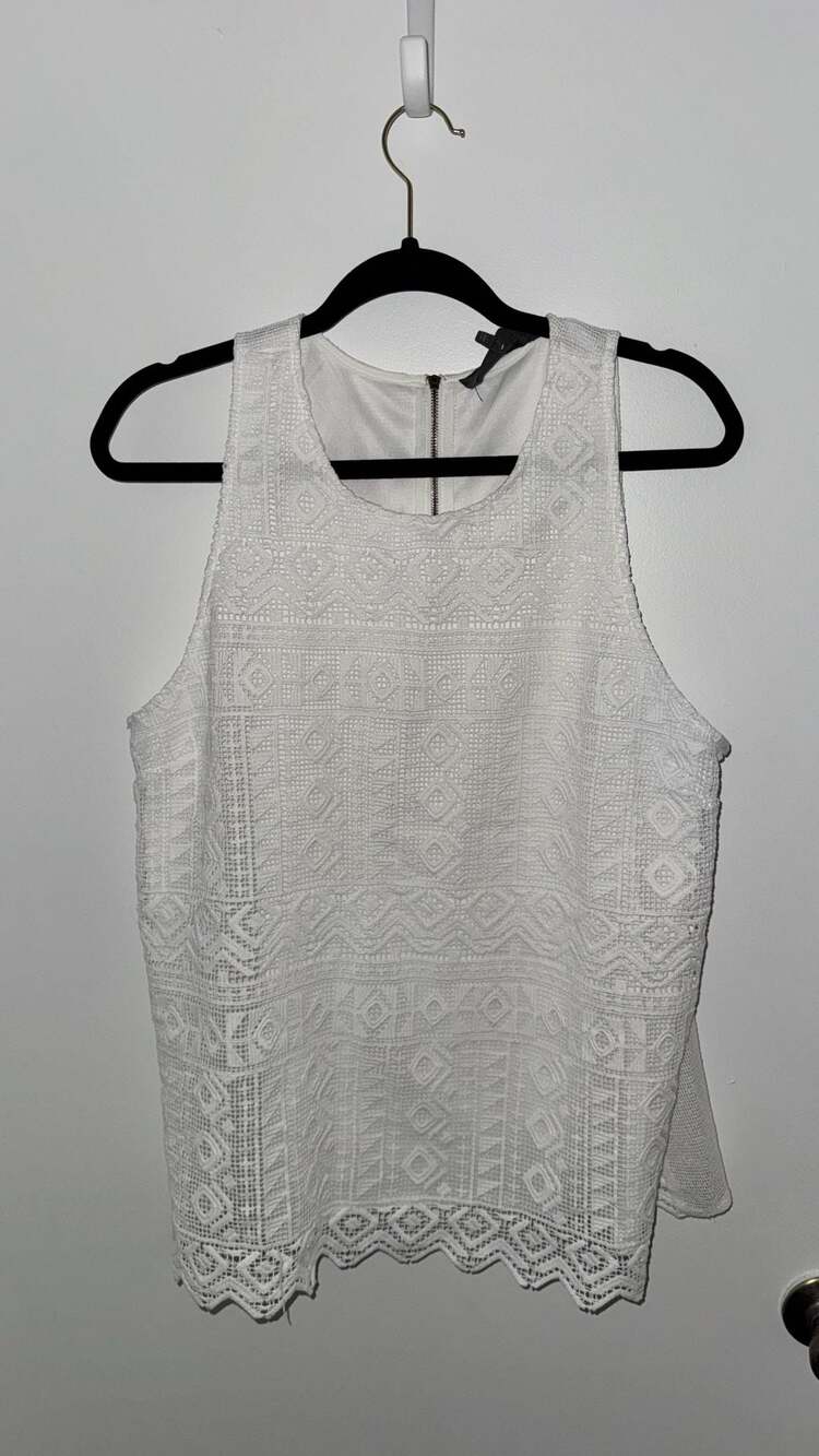 Sunday in Brooklyn White Geometric Lace Tank Top